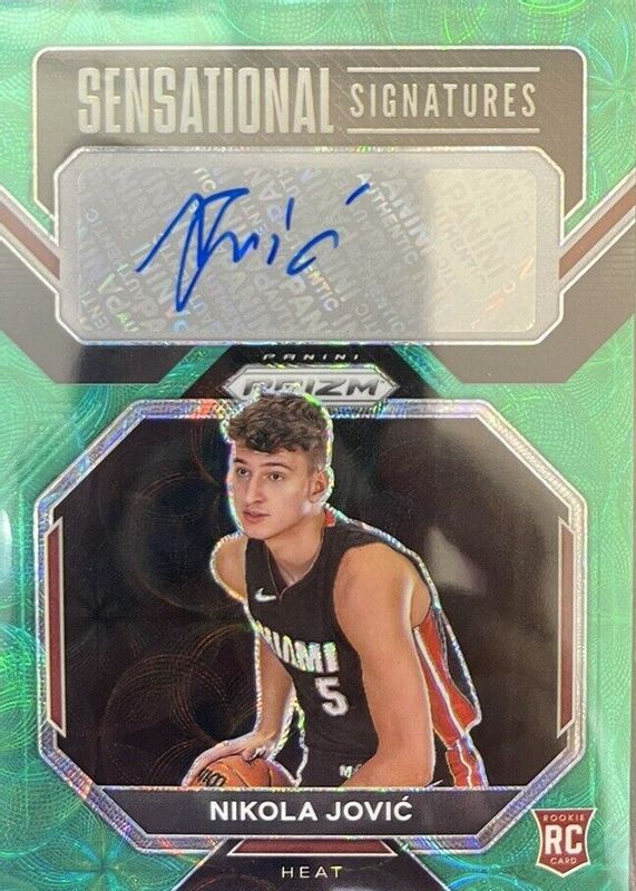 Nikola Jovic 2022 Prizm #SS-NJ Sensational Signatures - Choice Green /8 Rookie PSA 10