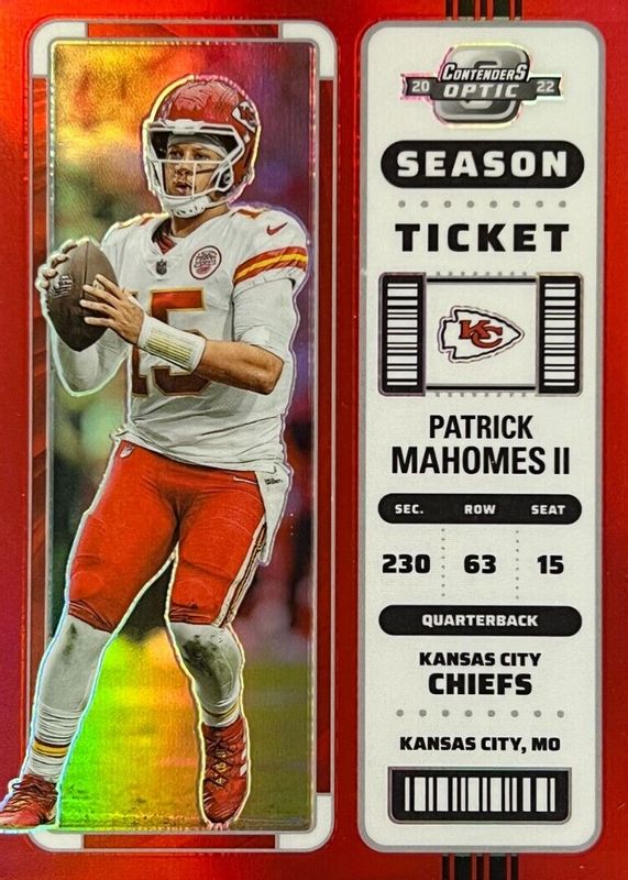Patrick Mahomes II 2022 Contenders Optic #34 Red /175 RAW