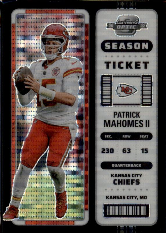 Patrick Mahomes II 2022 Contenders Optic #34 Black Pulsar /5 RAW