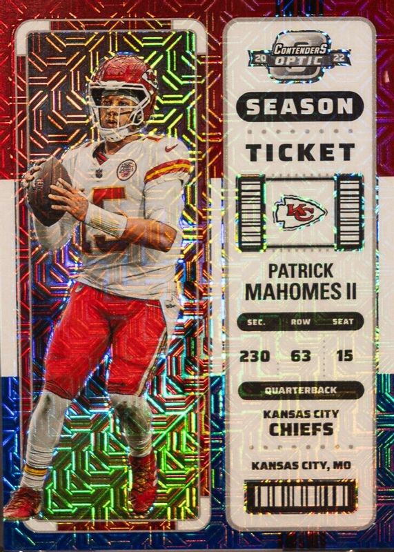 Patrick Mahomes II 2022 Contenders Optic #34 Red White Blue /13 RAW