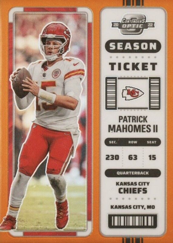 Patrick Mahomes II 2022 Contenders Optic #34 Orange /50 RAW