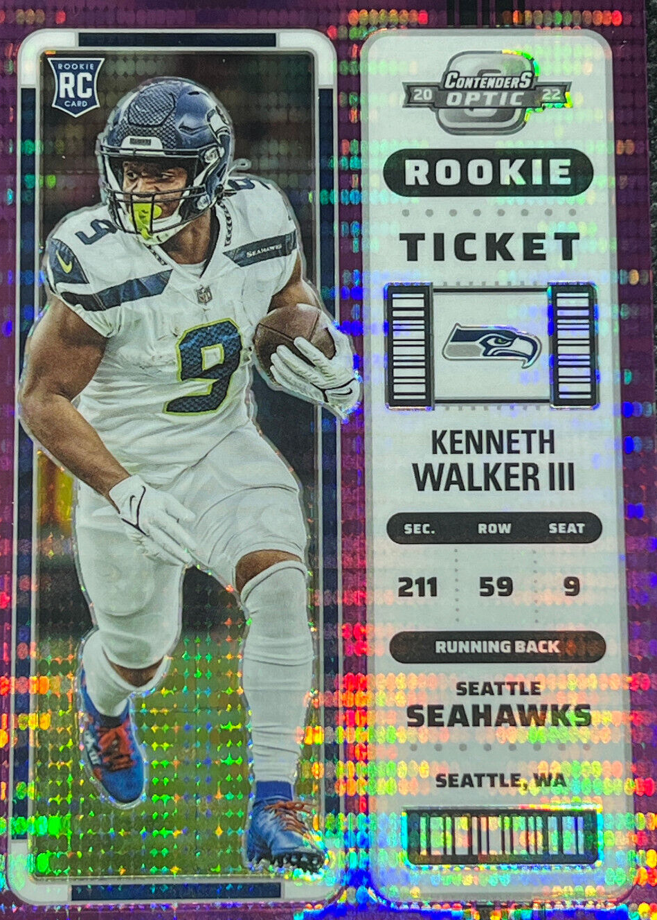 Kenneth Walker III 2022 Contenders Optic #83 Purple Pulsar /26