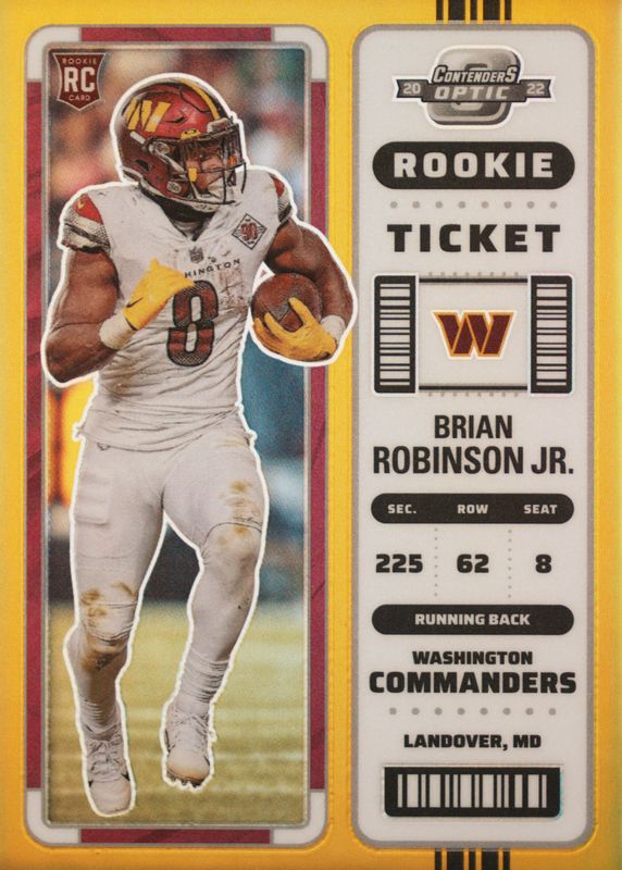 Brian Robinson Jr. 2022 Contenders Optic #64 Gold /10 Rookie PSA 10