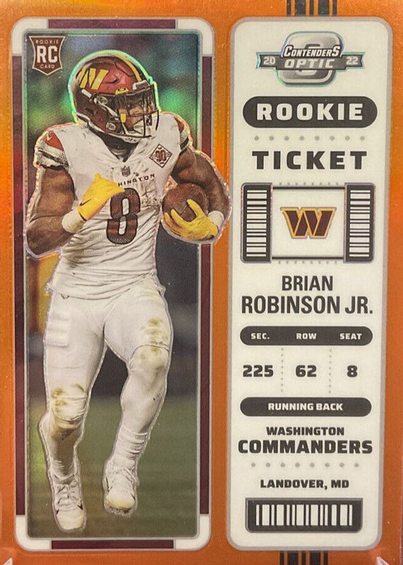 Brian Robinson Jr. 2022 Contenders Optic #64 Orange /50 Rookie PSA 10