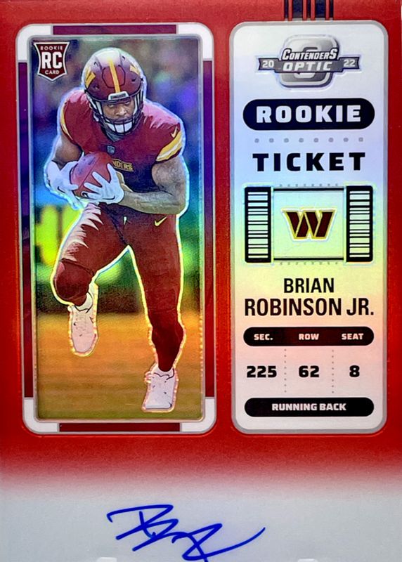 Brian Robinson Jr. 2022 Contenders Optic #106 Rookie Ticket Auto - Red /149 PSA 10