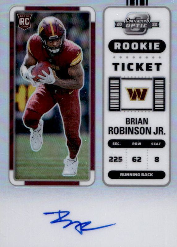 Brian Robinson Jr. 2022 Contenders Optic #106 Rookie Ticket Auto - Silver PSA 10