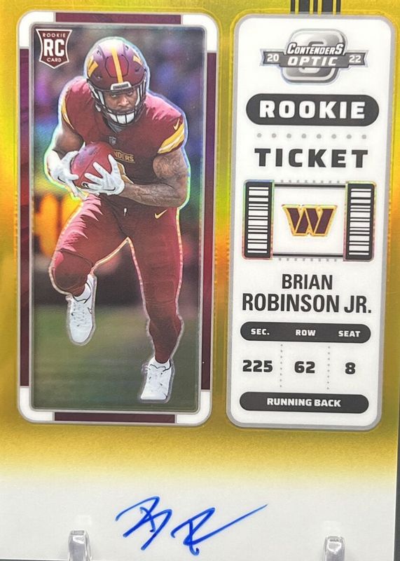 Brian Robinson Jr. 2022 Contenders Optic #106 Rookie Ticket Auto - Gold /10 PSA 10