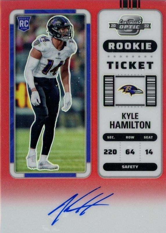 Kyle Hamilton 2022 Contenders Optic #128 Rookie Ticket Auto - Red /149 Rookie PSA 10