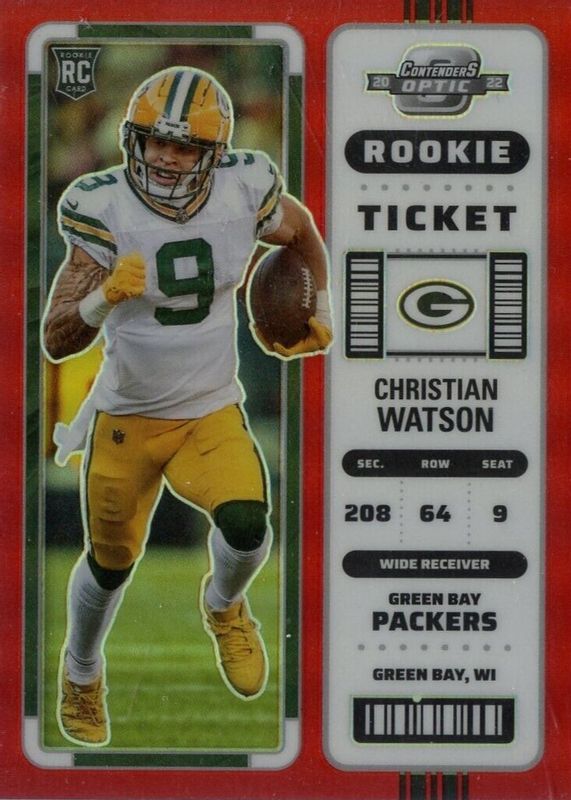 Christian Watson 2022 Contenders Optic #66 Red /175 Rookie PSA 10