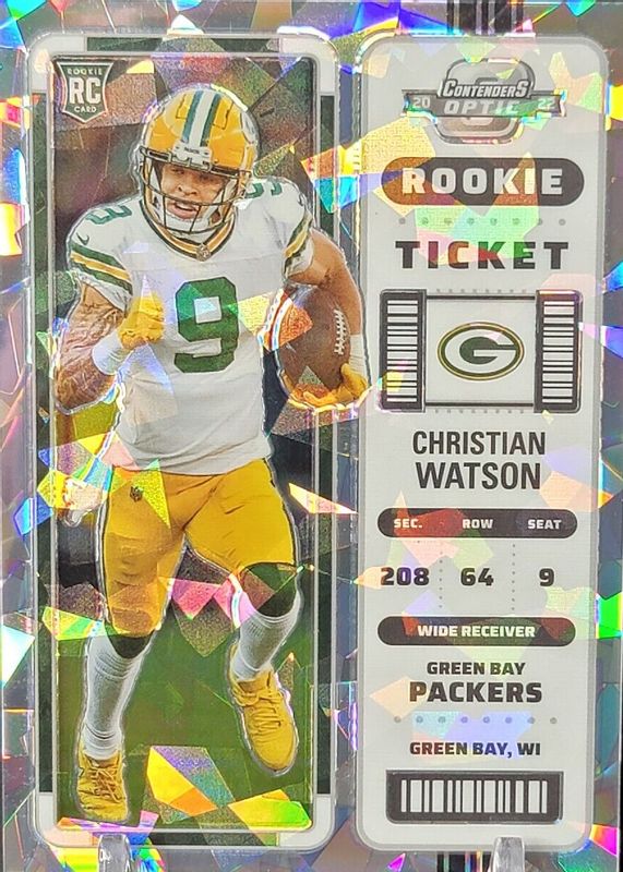 Christian Watson 2022 Contenders Optic #66 Cracked Ice /22 Rookie PSA 10