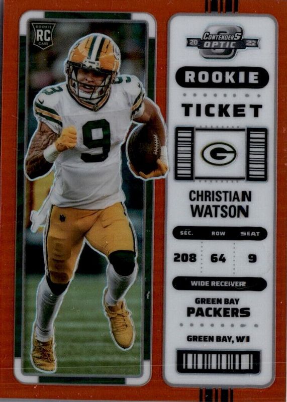 Christian Watson 2022 Contenders Optic #66 Orange /50 Rookie PSA 10