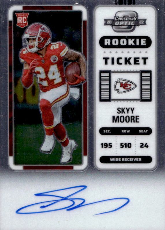 Skyy Moore 2022 Contenders Optic #134 Rookie Ticket Auto Rookie PSA 9