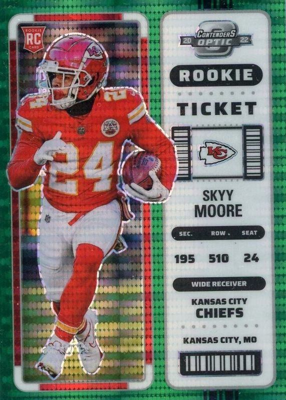 Skyy Moore 2022 Contenders Optic #91 Green Pulsar /30 Rookie PSA 10