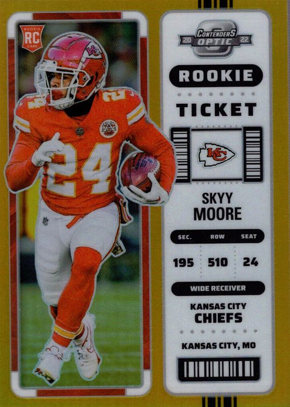 Skyy Moore 2022 Contenders Optic #91 Gold /10 Rookie SGC 10