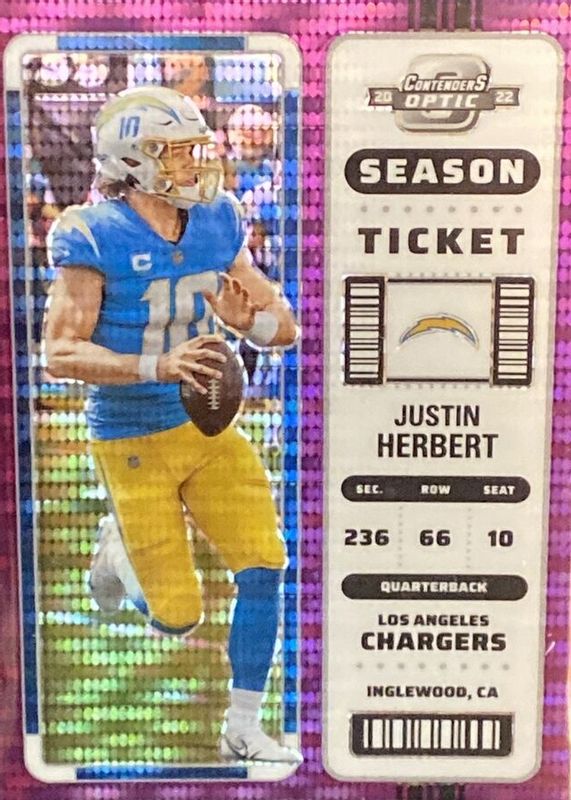 Justin Herbert 2022 Contenders Optic #41 Purple Pulsar /26 PSA 10