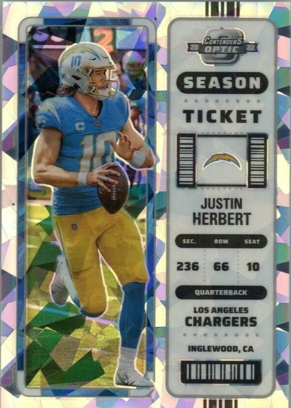 Justin Herbert 2022 Contenders Optic #41 Cracked Ice /22 PSA 9