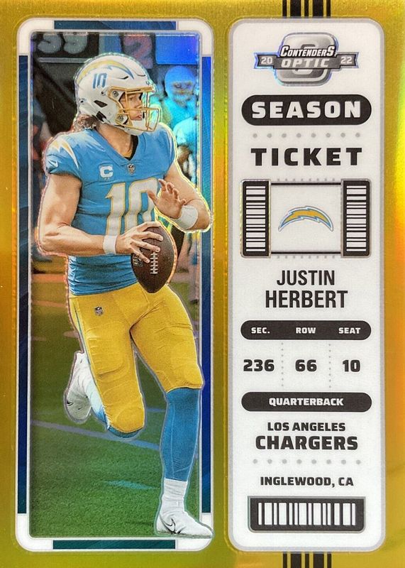 Justin Herbert 2022 Contenders Optic #41 Gold /10 SGC 9.5