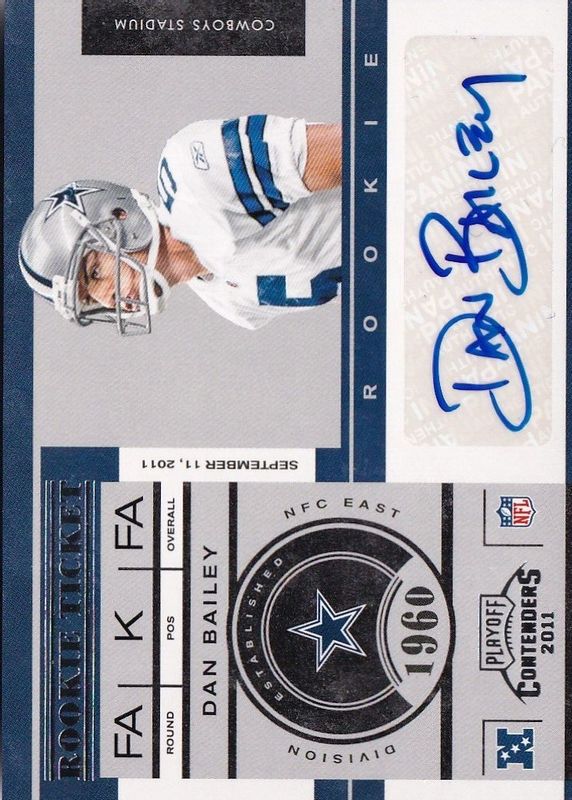 Dan Bailey 2011 Contenders #194 Rookie Ticket Auto PSA 9