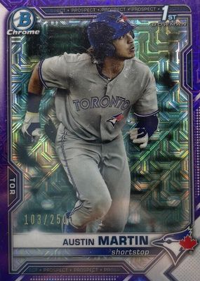 2021 Bowman Chrome - Prospects - Fuchsia Refractor #BCP-245 - Austin Martin  /199