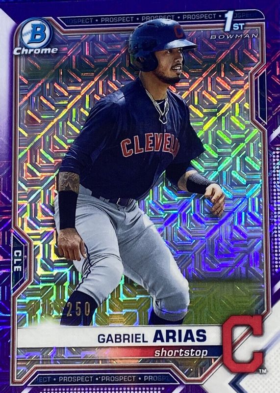 Gabriel Arias 2021 Bowman Mega Box #BCP-89 Chrome Prospects - Purple Mojo Refractor /250 (1st) RAW