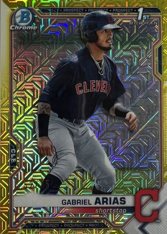 Gabriel Arias 2021 Bowman Mega Box #BCP-89 Chrome Prospects - Yellow Mojo Refractor /75 (1st) RAW