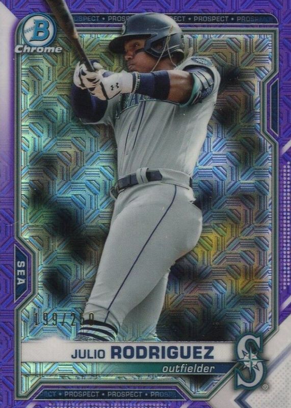 Julio Rodriguez 2021 Bowman Chrome Mega Box #BCP-231 Prospects - Purple Mojo Refractor /250 SGC 10