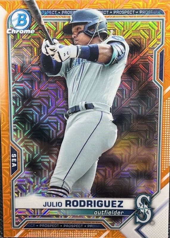 Julio Rodriguez 2021 Bowman Chrome Mega Box #BCP-231 Prospects - Orange Mojo Refractor /25 SGC 9