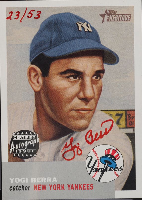 Yogi Berra 2002 Topps Heritage #RO-YB Real One Autographs - Red 