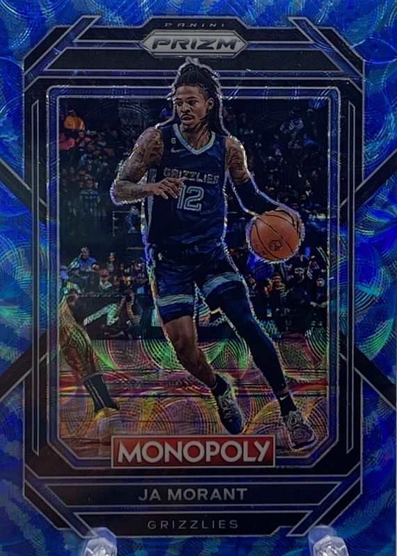 Ja Morant 2022 Prizm Monopoly #43 Boardwalk Blue Tiger Stripe RAW