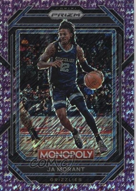 Ja Morant 2022 Prizm Monopoly #43 Purple Money Shimmer /50 RAW