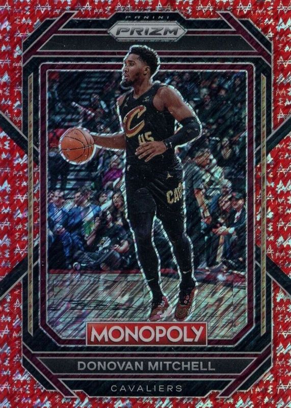 Donovan Mitchell 2022 Prizm Monopoly #18 Red Money Shimmer /100 RAW