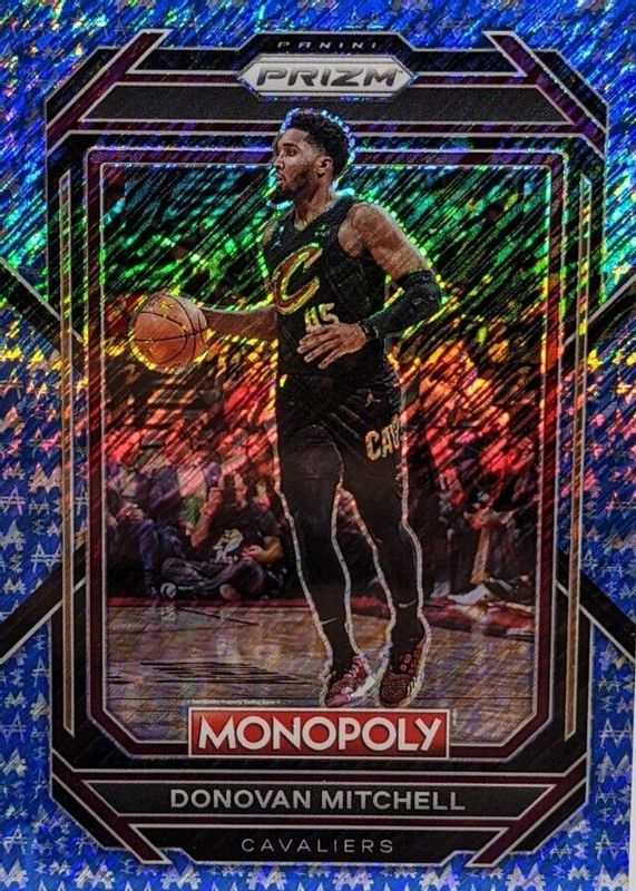 Donovan Mitchell 2022 Prizm Monopoly #18 Blue Money Shimmer /10 RAW