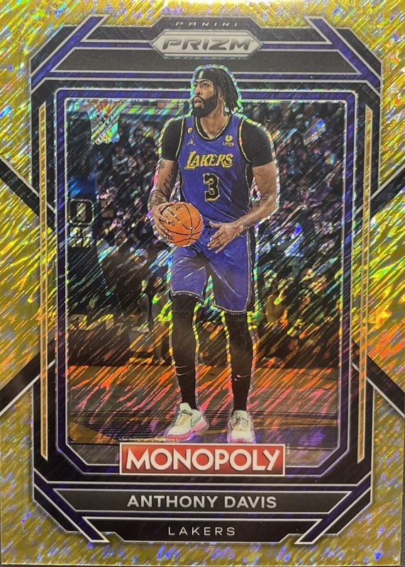 Anthony Davis 2022 Prizm Monopoly #41 Gold Money Shimmer /500 PSA 10