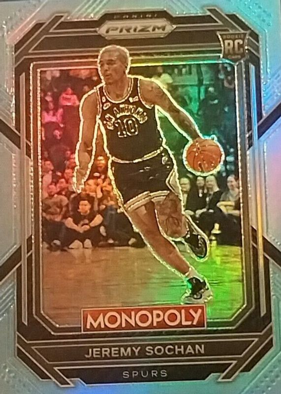 Jeremy Sochan 2022 Prizm Monopoly #80 Light Blue /199 Rookie PSA 10