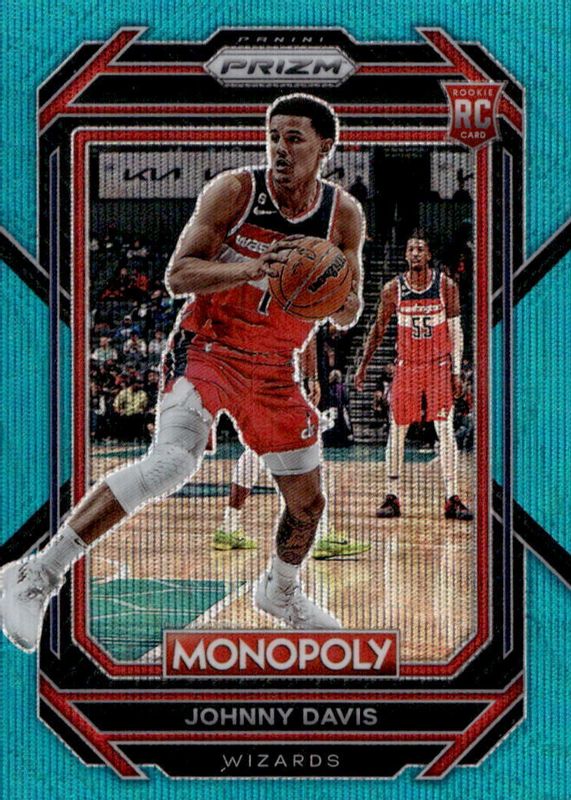 Johnny Davis 2022 Prizm Monopoly #90 Teal Wave Rookie PSA 9