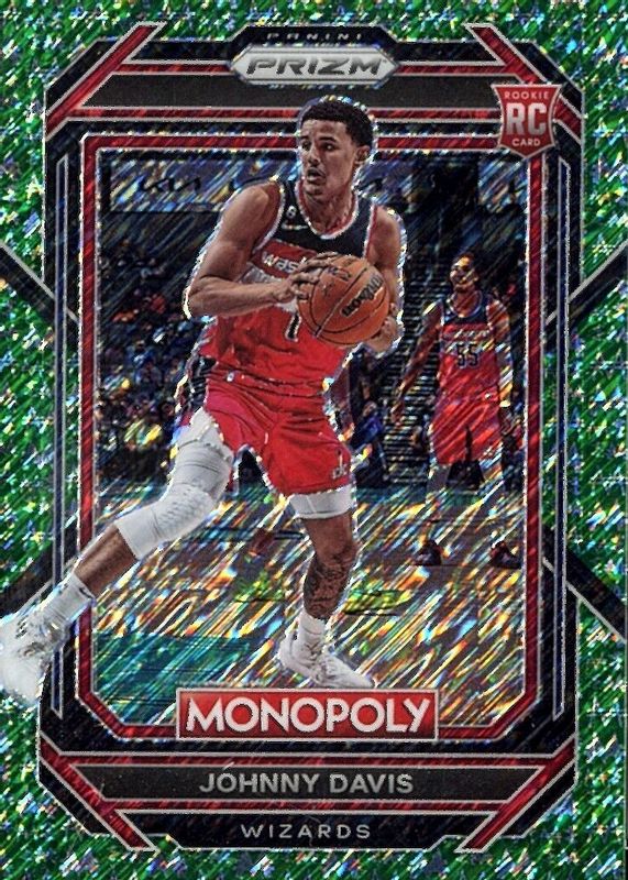 Johnny Davis 2022 Prizm Monopoly #90 Green Money Shimmer /20 Rookie RAW