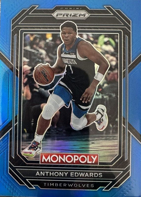 Anthony Edwards 2022 Prizm Monopoly #53 Blue /15 PSA 9