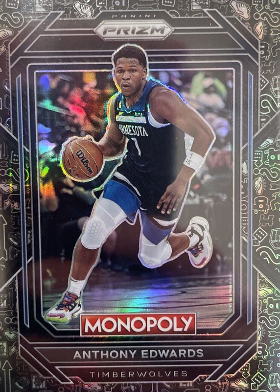 Anthony Edwards 2022 Prizm Monopoly #53 Black Icons RAW