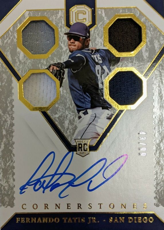 Fernando Tatis Jr. 2019 Chronicles Rookie Cornerstones Auto Relics /99