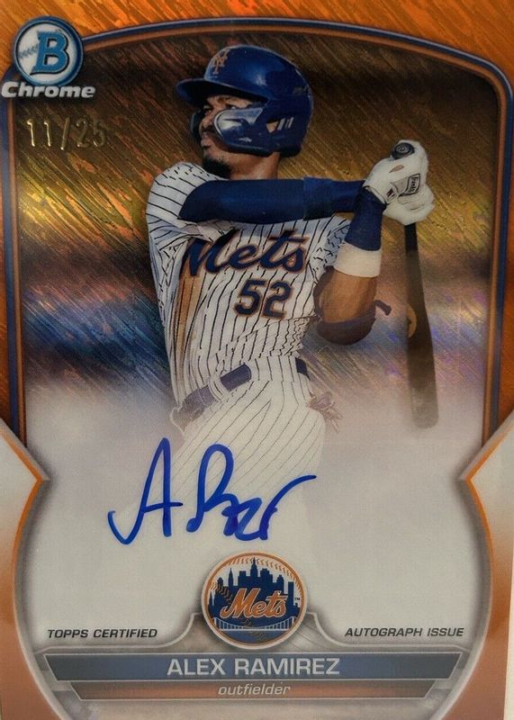 Alex Ramirez 2023 Bowman #CPA-AR Chrome Prospect Auto - Orange Shimmer Refractor /25 RAW