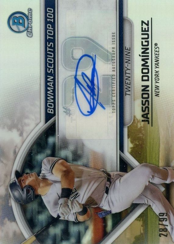 Jasson Dominguez 2023 Bowman #BTP-29 Bowman Scouts' Top 100 Autographs /99 RAW