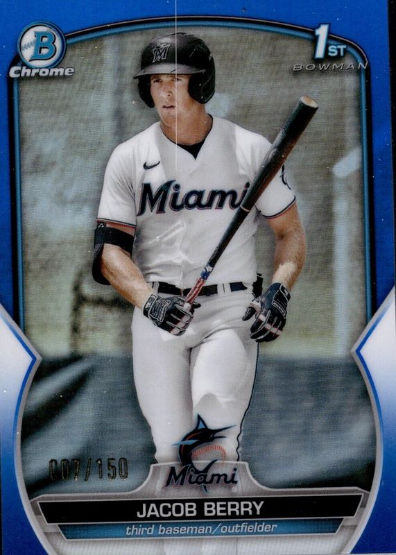 Jacob Berry 2023 Bowman #BCP-108 Chrome Prospects - Blue Refractor /150 (1st) RAW