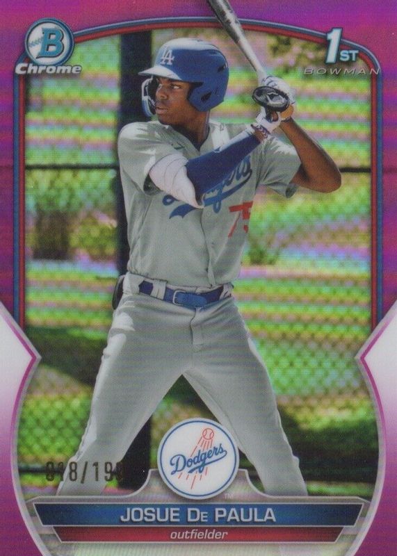 Josue De Paula 2023 Bowman #BCP-111 Chrome Prospects - Fuchsia Refractor /199 (1st) PSA 10