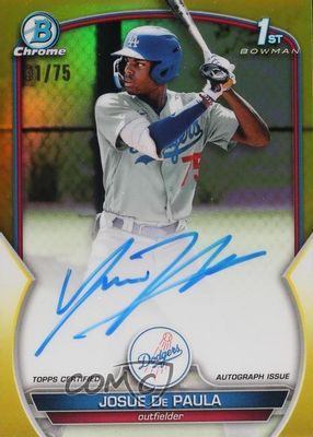 Josue De Paula 2023 Bowman #BCP-111 Chrome Prospects - Green 