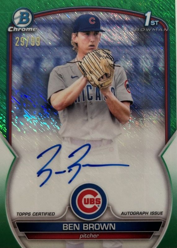 2023 Bowman #CPA-BBN Chrome Prospect Auto - Green Shimmer Refractor /99 (1st)