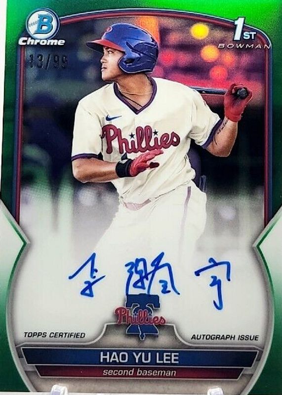 Hao Yu Lee 2023 Bowman #CPA-HL Chrome Prospect Auto - Green Refractor /99 (1st) SGC 9.5