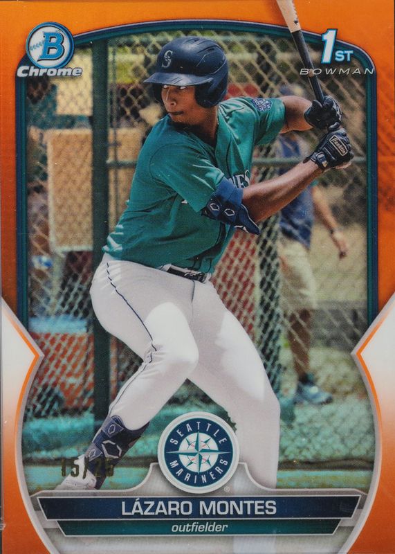 Lazaro Montes 2023 Bowman #BCP-58 Chrome Prospects - Orange Refractor /25 (1st) PSA 10