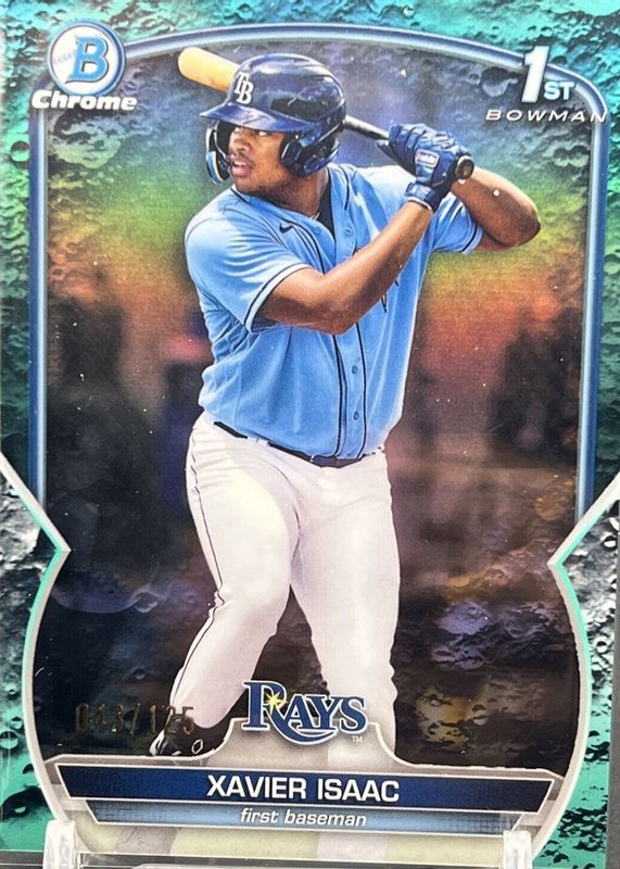 Xavier Isaac 2023 Bowman #BCP-145 Chrome Prospects - Aqua Lunar Crater Refractor /125 (1st) PSA 10