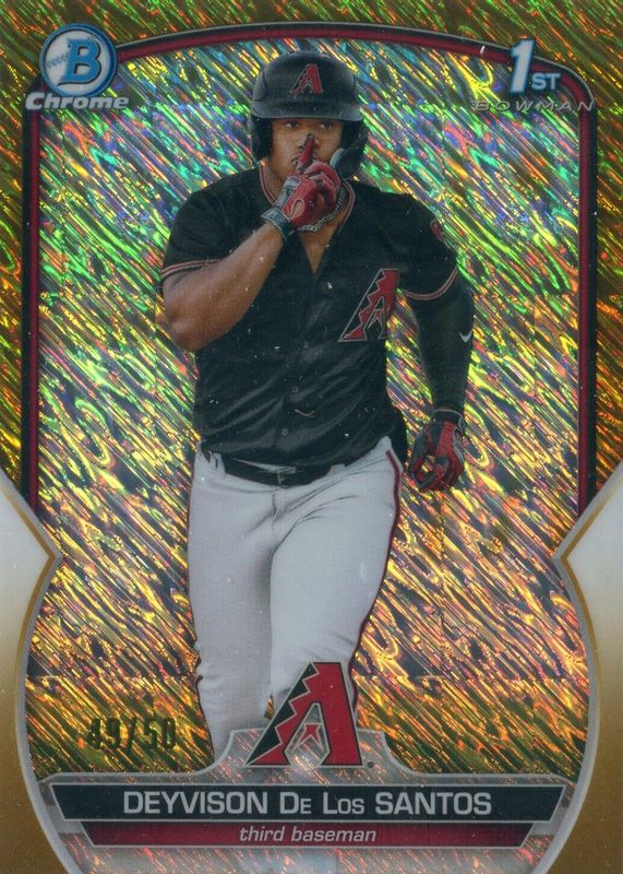 Deyvison De Los Santos 2023 Bowman #BCP-116 Chrome Prospects - Gold Shimmer Refractor /50 (1st) RAW