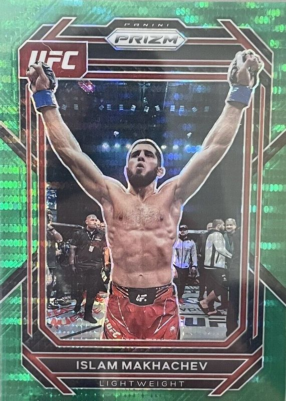 Islam Makhachev 2023 Prizm UFC #177 Green Pulsar /25 PSA 10